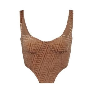 Skims embossed velvet corset in chai size XS New with tags - nylon & Lycra